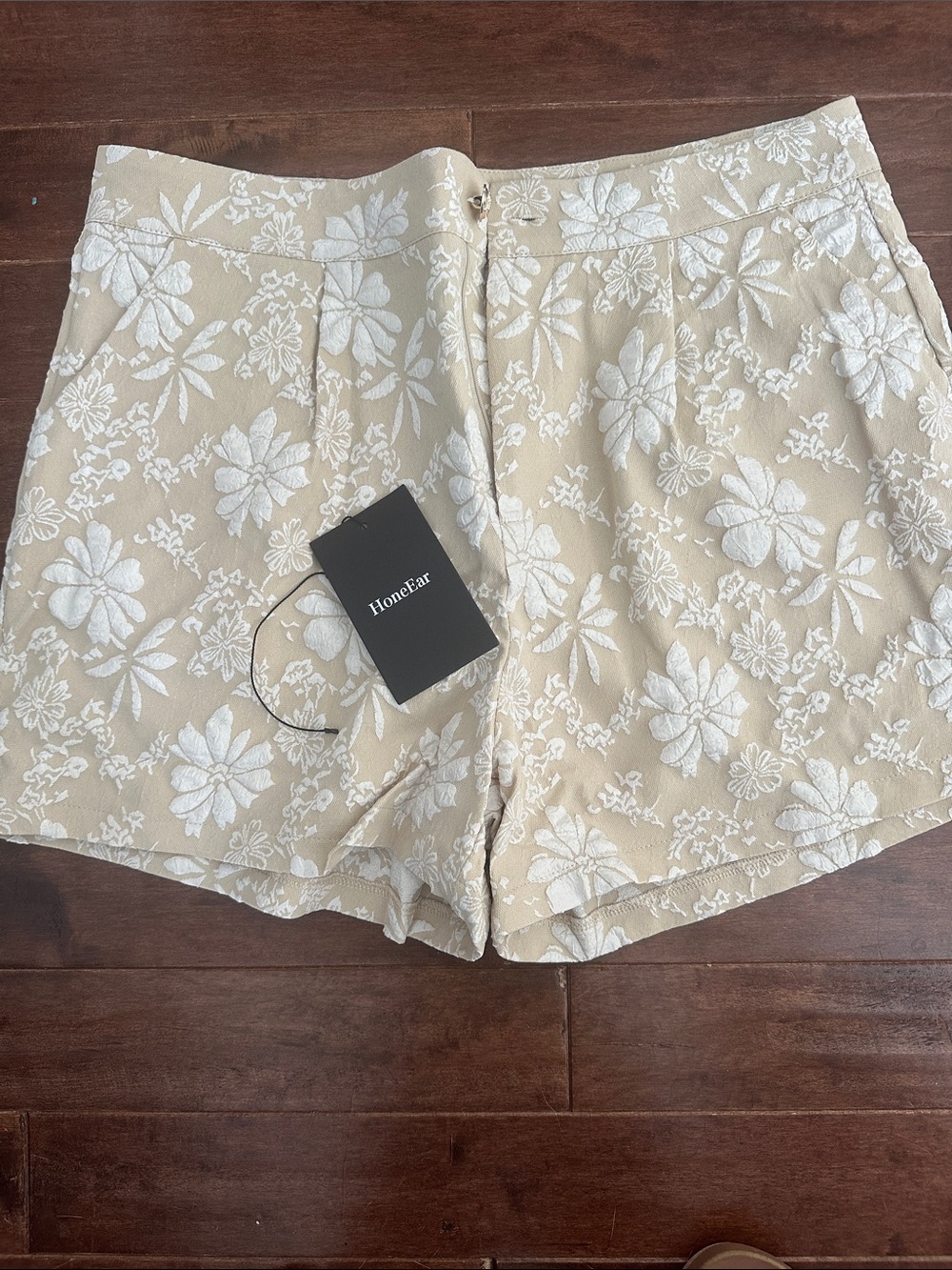 Beige Floral shorts